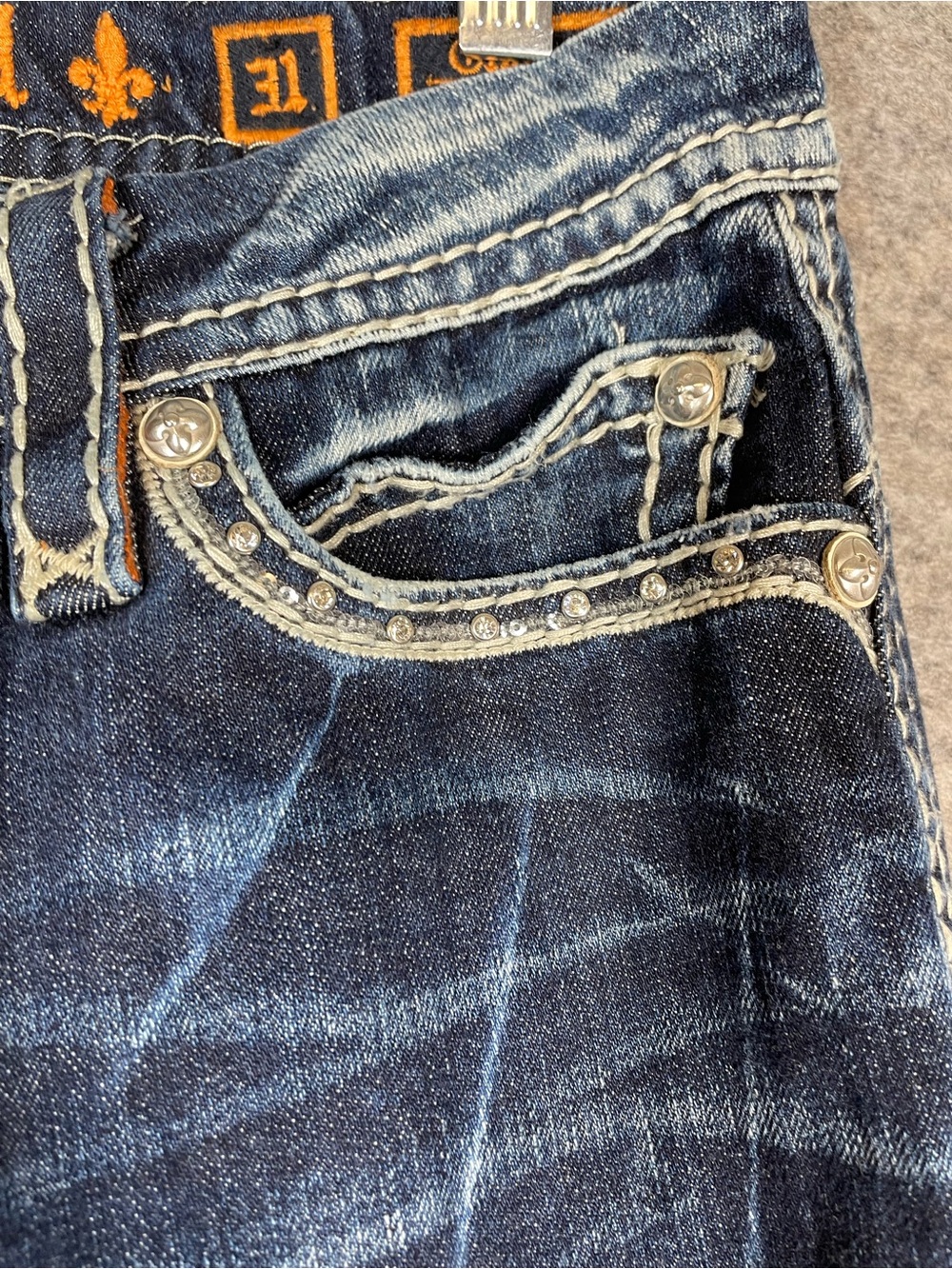 Rock Revival Gloria Boot Jeans Blue 31 Y2K Western Distressed Denim Festival - Picture 4 of 16